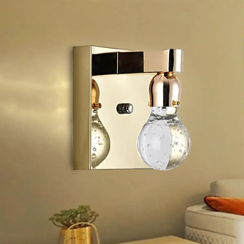 DecorBites™ Modern Gold Bulb-Shaped Crystal Wall Sconce - Bedroom Bubble Light Fixture