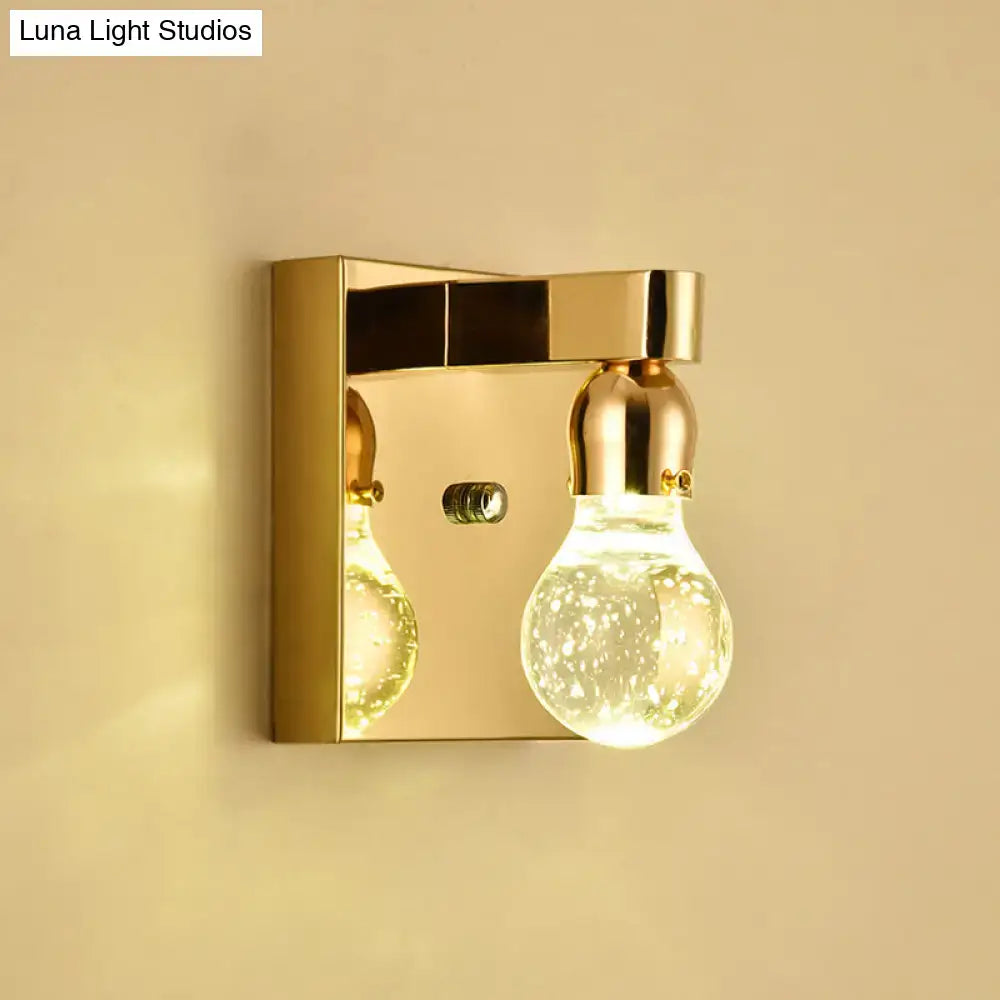 DecorBites™ Modern Gold Bulb-Shaped Crystal Wall Sconce - Bedroom Bubble Light Fixture