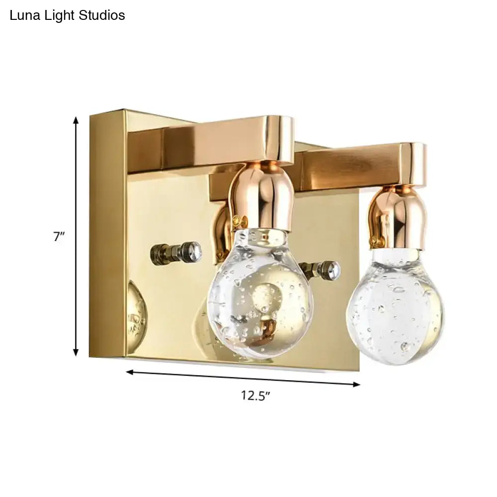 DecorBites™ Modern Gold Bulb-Shaped Crystal Wall Sconce - Bedroom Bubble Light Fixture