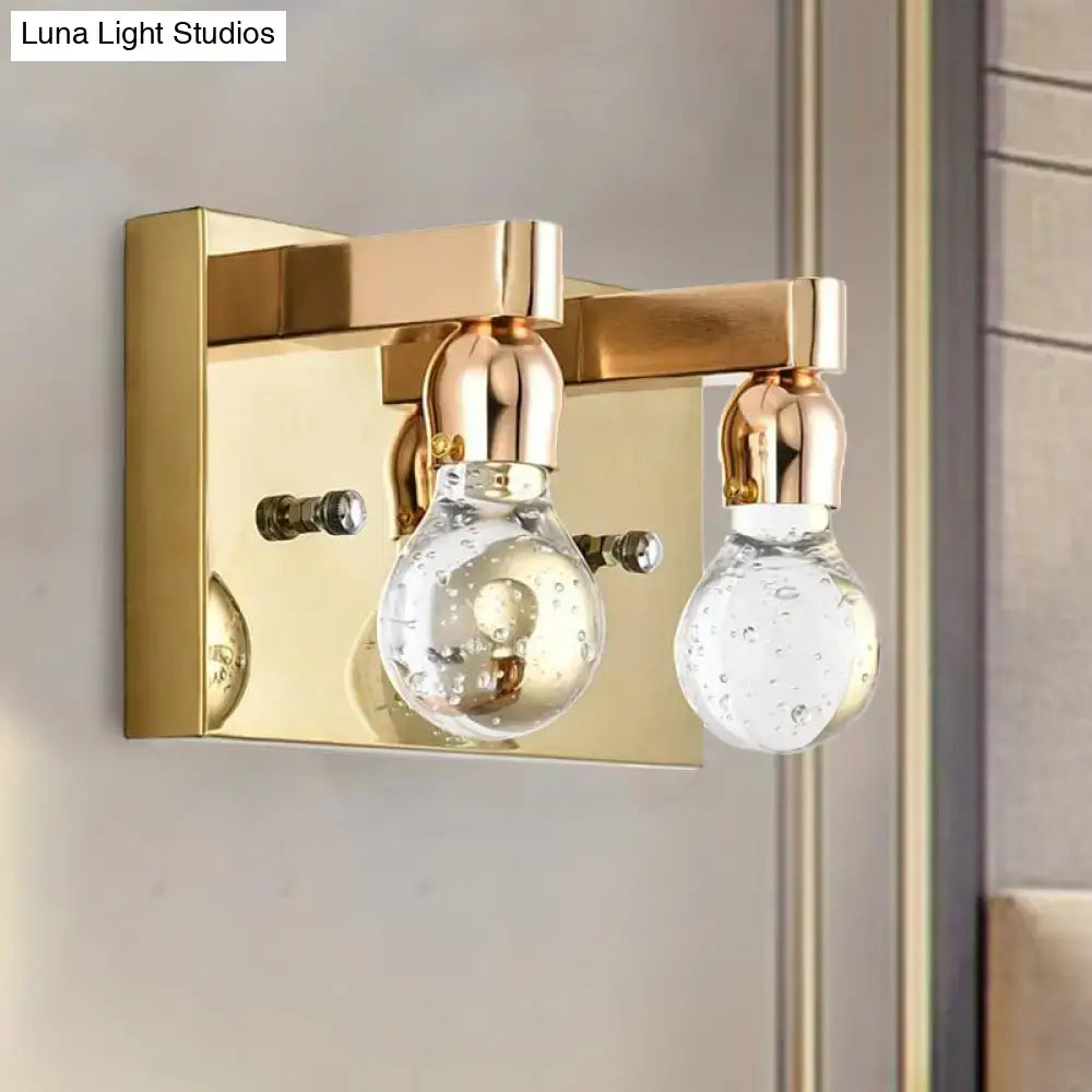 DecorBites™ Modern Gold Bulb-Shaped Crystal Wall Sconce - Bedroom Bubble Light Fixture