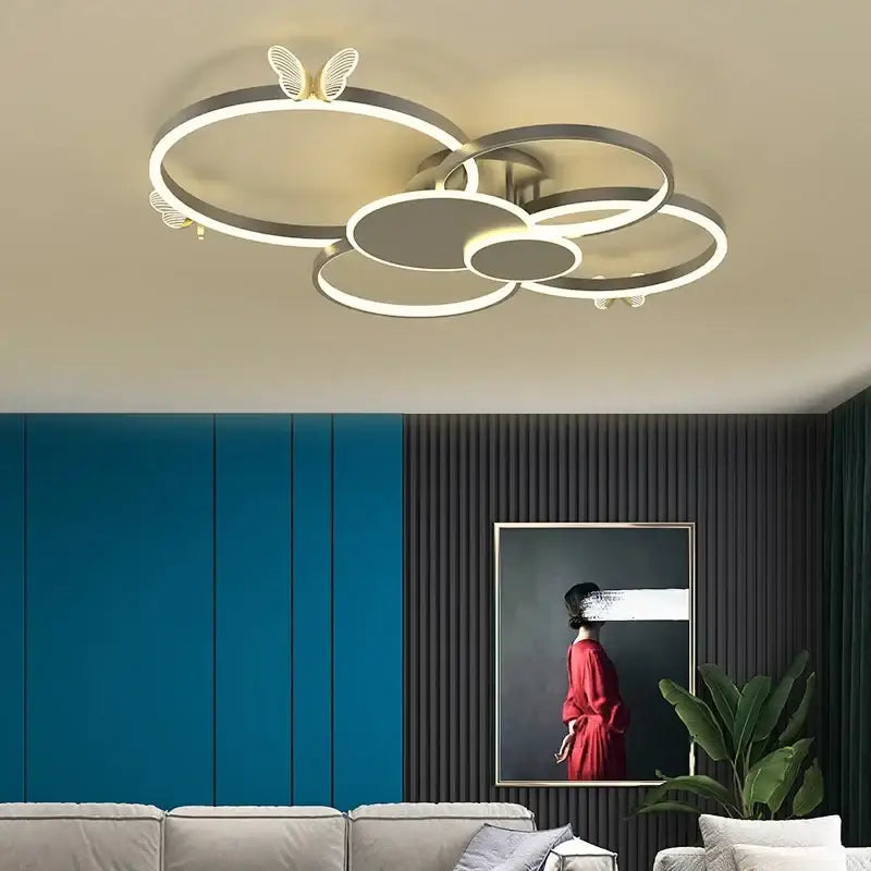 Modern gold butterflies ceiling light for bedroom luxury led fixture