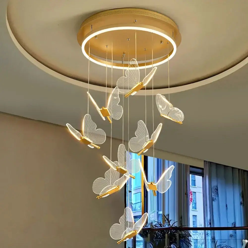 Modern gold butterfly led chandelier living room pendant light