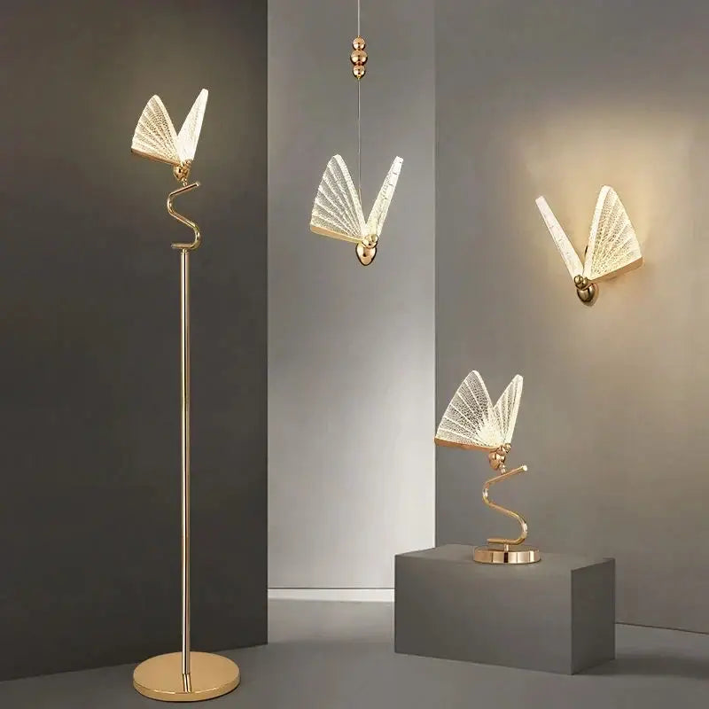 Modern gold butterfly led pendant lamp bedroom chandelier lighting