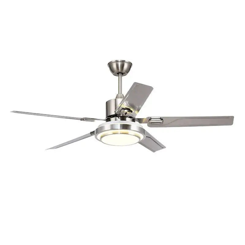 Modern gold ceiling fan with led light and stainless steel blade bedroom