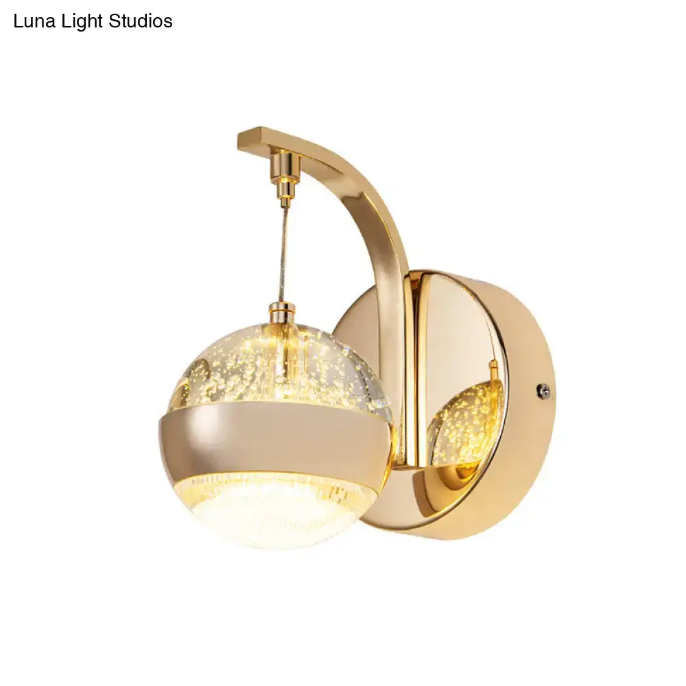 Modern gold & chrome crystal ball wall light for bedroom lighting