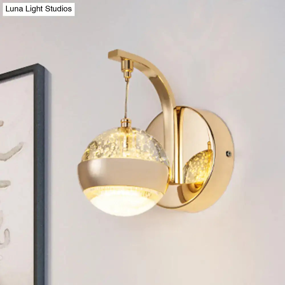 Modern gold & chrome crystal ball wall light for bedroom lighting