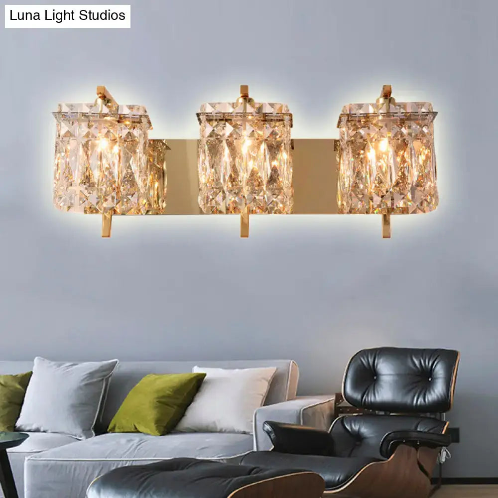 Modern gold & chrome crystal wall light living room e12 e14 fixture