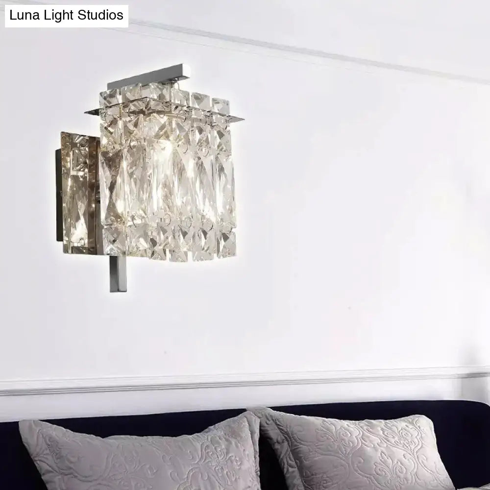 Modern gold & chrome crystal wall light living room e12 e14 fixture