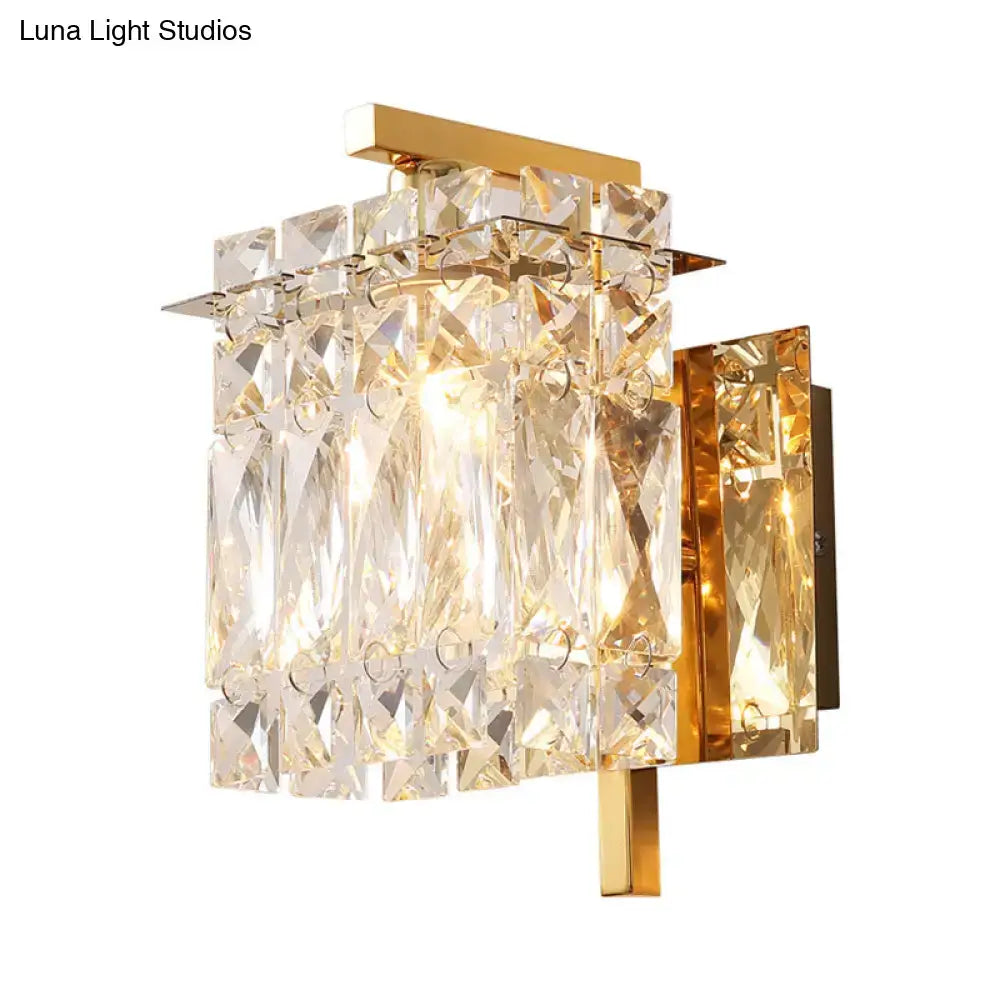 Modern gold & chrome crystal wall light living room e12 e14 fixture