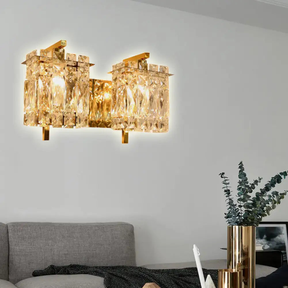 Modern gold & chrome crystal wall light living room e12 e14 fixture