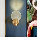 DecorBites™ Modern Circle Panel LED Wall Lamp with Bubble Crystal in Gold, 5"/6" Wide
