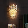 Modern gold clear crystal wall lamp bedroom tiered sconce