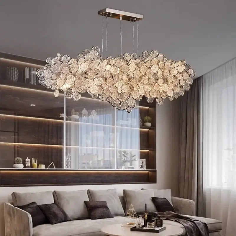Modern gold cloud led ceiling chandelier for living room