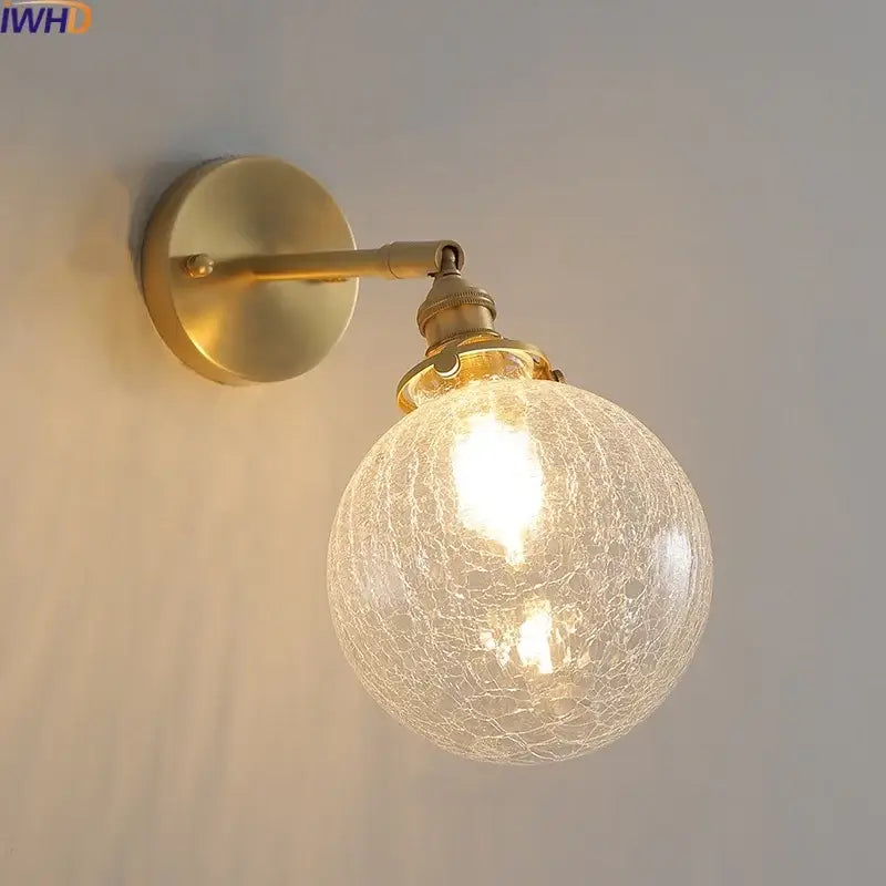 Modern gold crackled glass led wall lights bedroom sconce