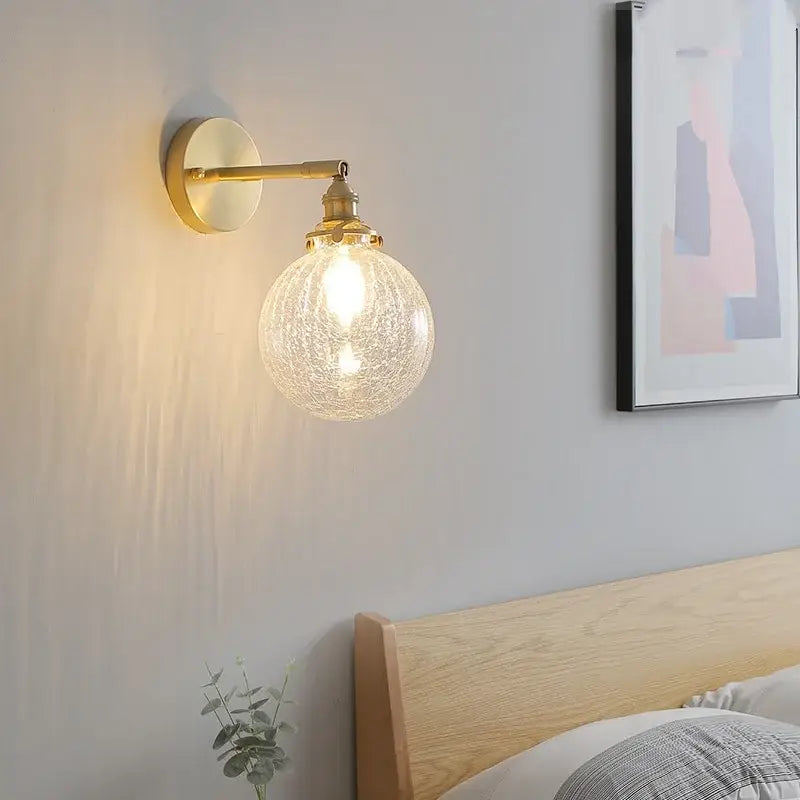 Modern gold crackled glass led wall lights bedroom sconce