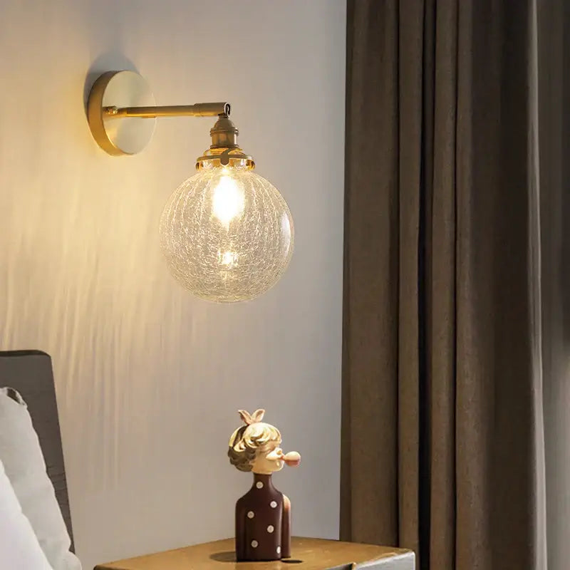 Modern gold crackled glass led wall lights bedroom sconce