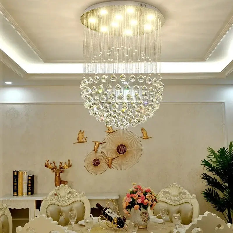 Modern gold crystal ball led chandelier for dining room
