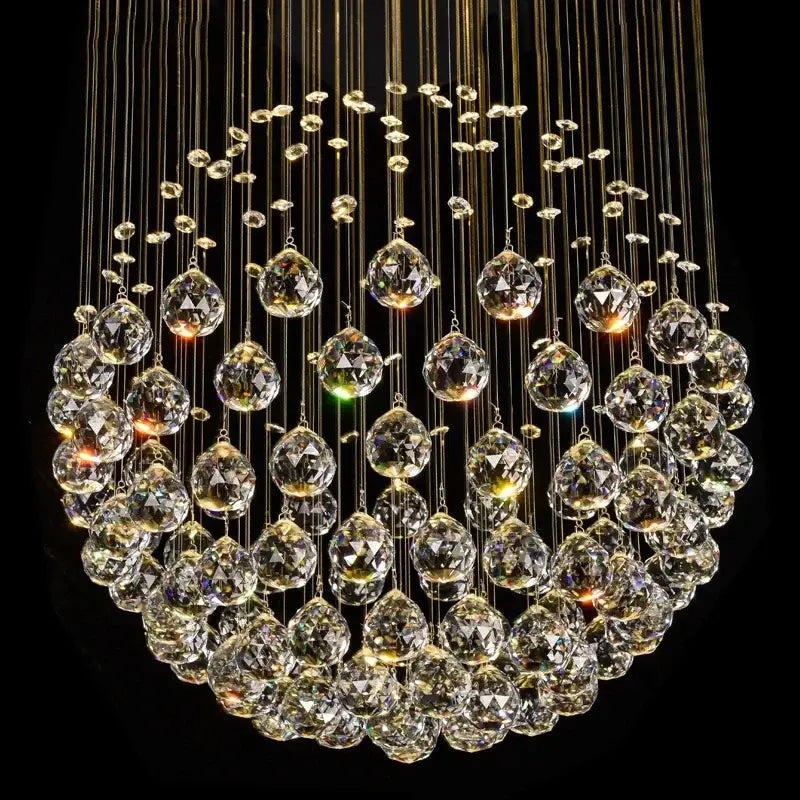 Modern gold crystal ball led chandelier for dining room