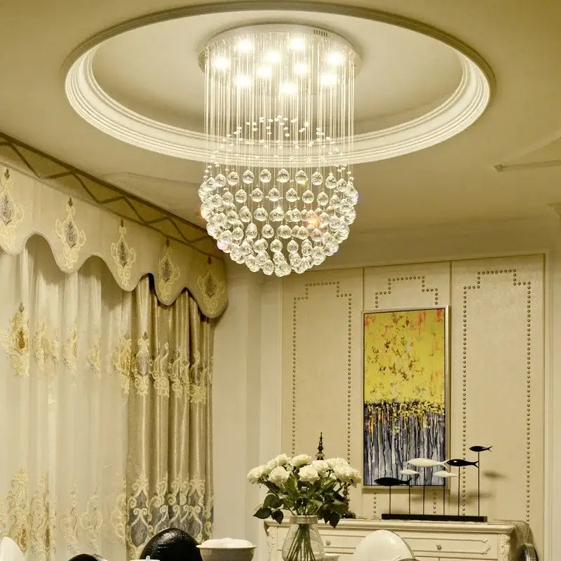 Modern gold crystal ball led chandelier for dining room