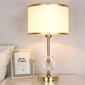 Modern gold crystal ball table lamp bedroom fabric shade