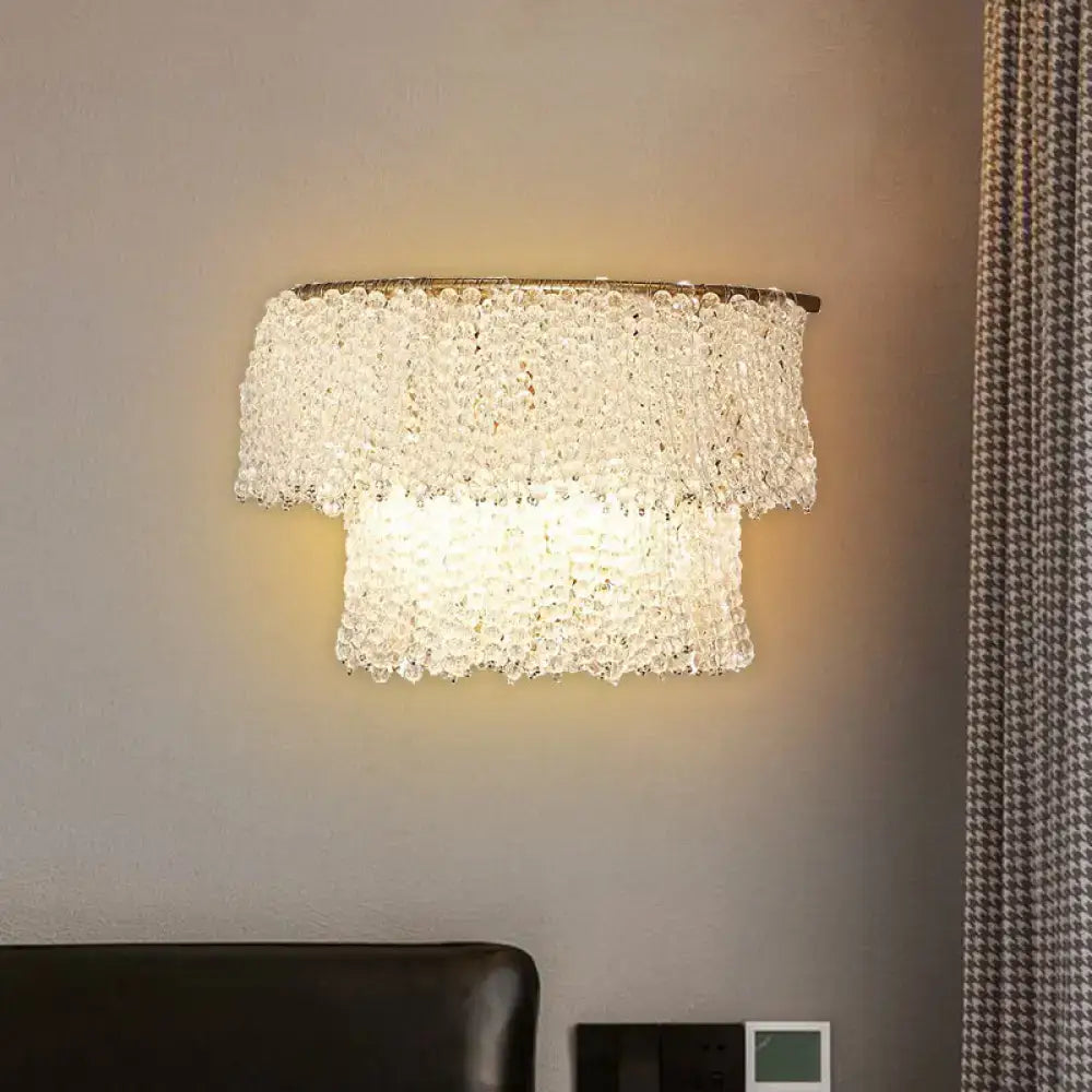 Modern gold crystal bead sconce lamp bedroom wall fixture 220v-240v