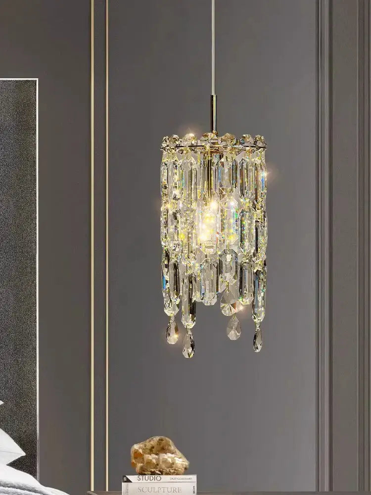 Modern gold crystal bedhead pendant light bedroom chandelier