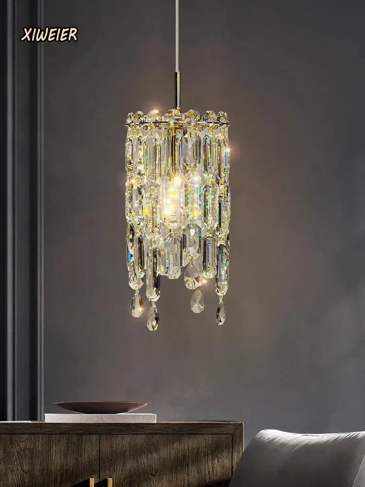 Modern gold crystal bedhead pendant light bedroom chandelier