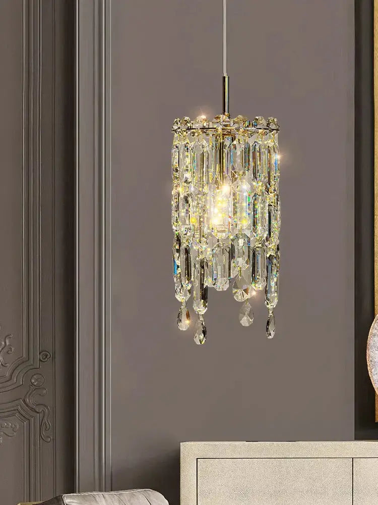 Modern gold crystal bedhead pendant light bedroom chandelier