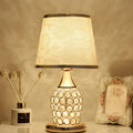 Modern gold crystal bedroom table lamp with lace shade