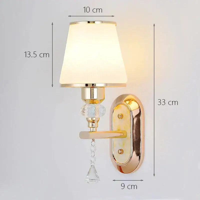 Modern gold crystal bedside wall sconce bedroom light with beads