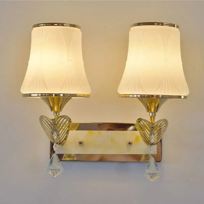 Modern gold crystal bedside wall sconce bedroom light with beads