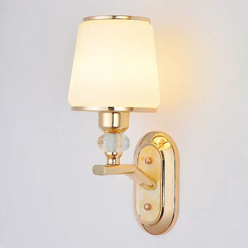 Modern gold crystal bedside wall sconce bedroom light with beads