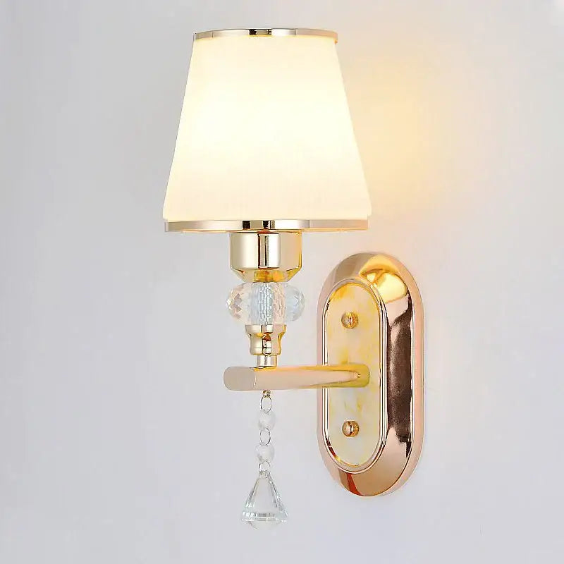 Modern gold crystal bedside wall sconce bedroom light with beads
