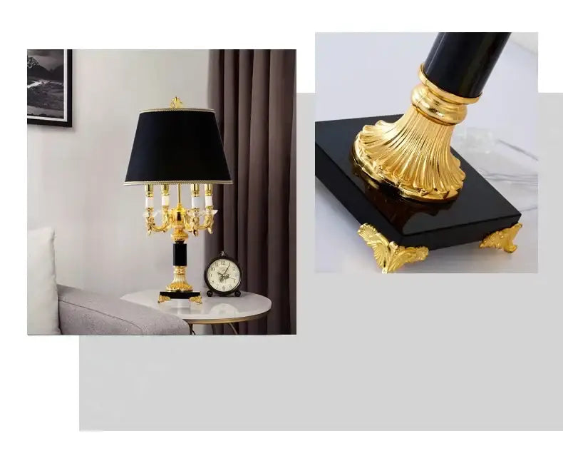 Modern gold crystal black table lamp bedroom chandelier light