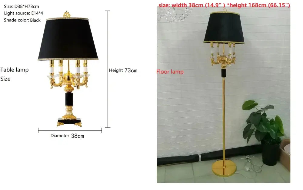 Modern gold crystal black table lamp bedroom chandelier light