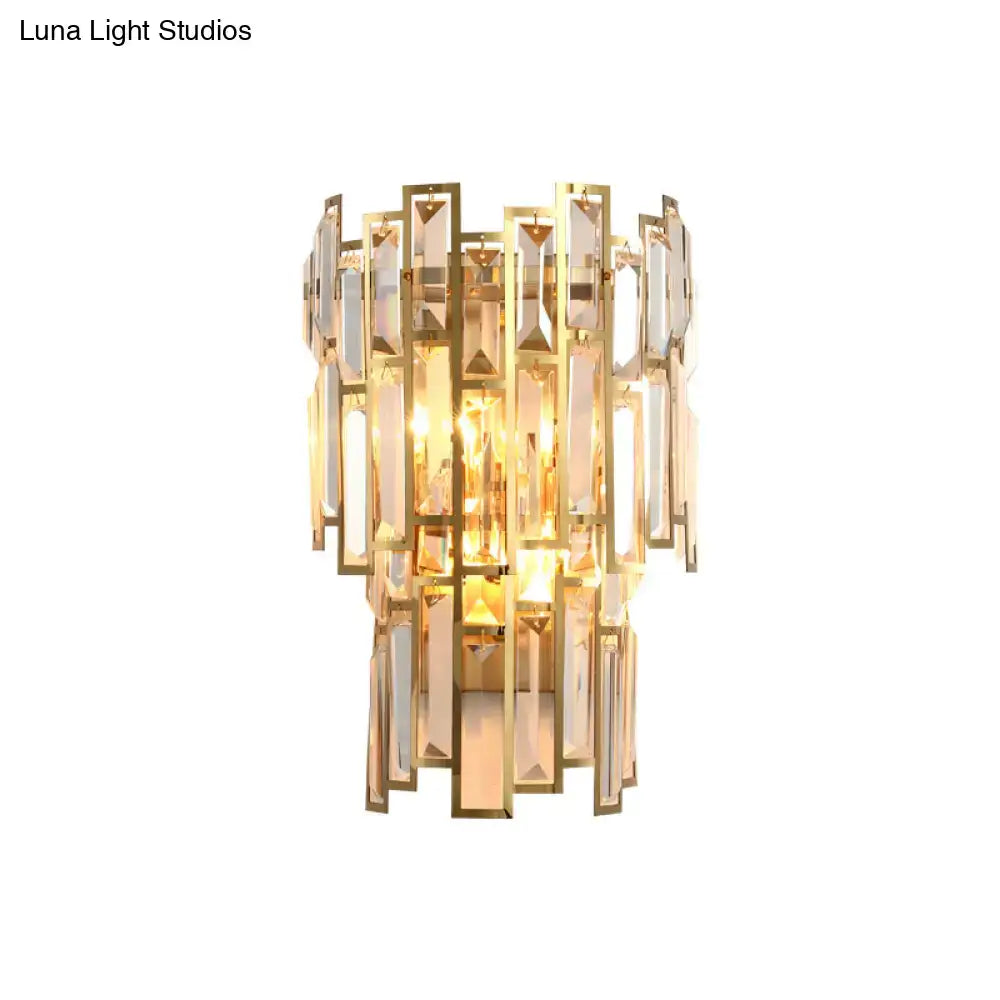 Modern gold crystal block sconce lighting bedroom wall lamp