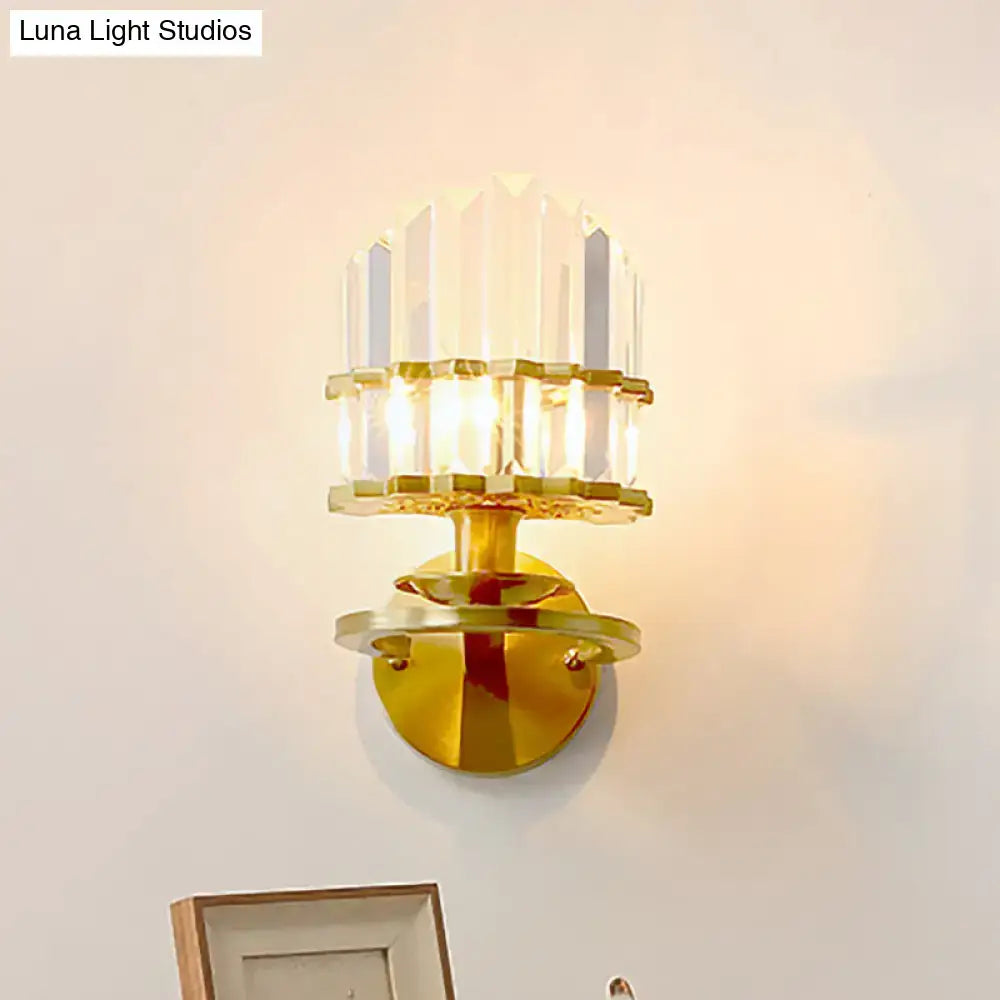 Modern gold crystal block wall lamp living room sconce