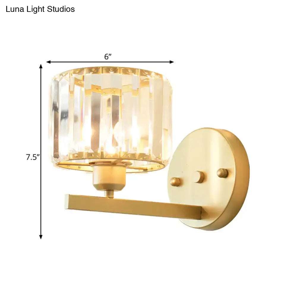 Modern gold crystal block wall sconce – bedroom lighting