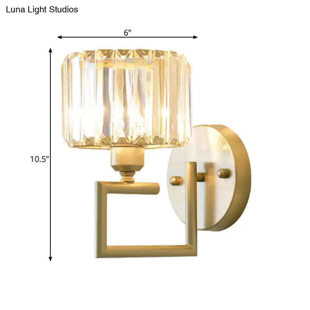 Modern gold crystal block wall sconce – bedroom lighting