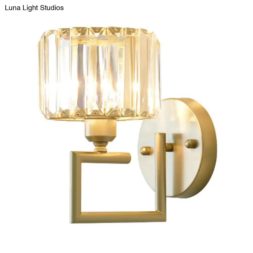 Modern gold crystal block wall sconce – bedroom lighting
