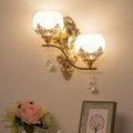 Modern gold crystal bowl wall sconce – living room lace cutout light