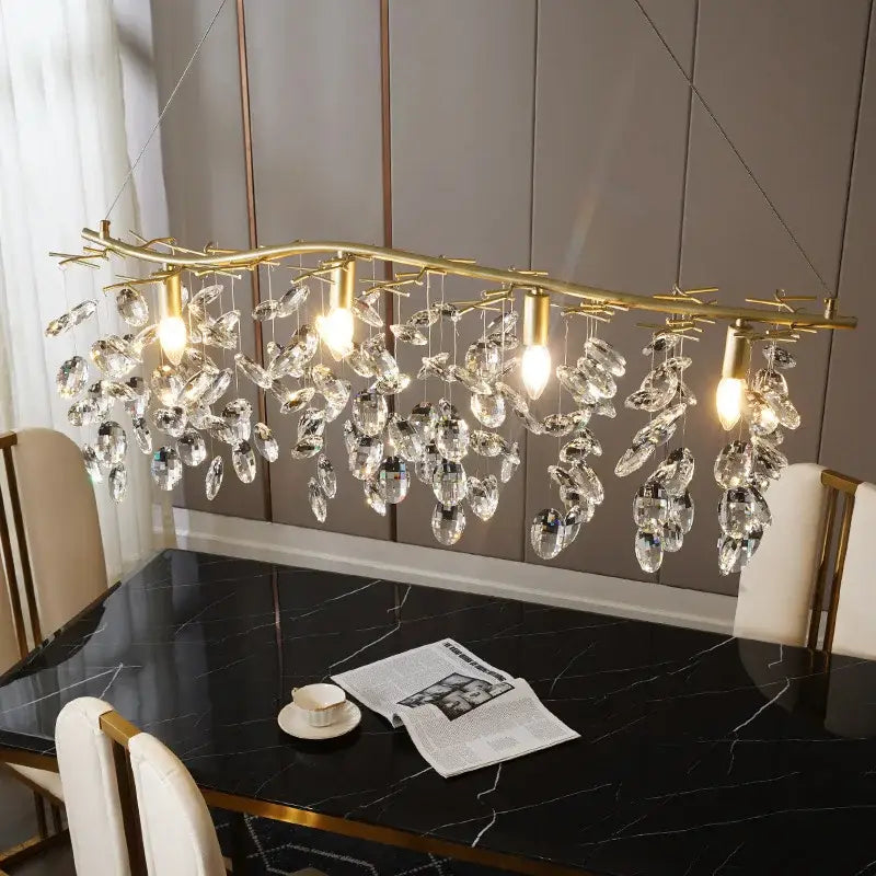 Modern gold crystal branch pendant chandelier dining room light