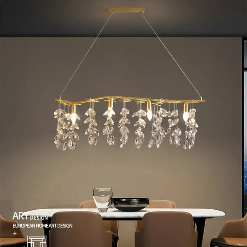 Modern gold crystal branch pendant chandelier dining room light