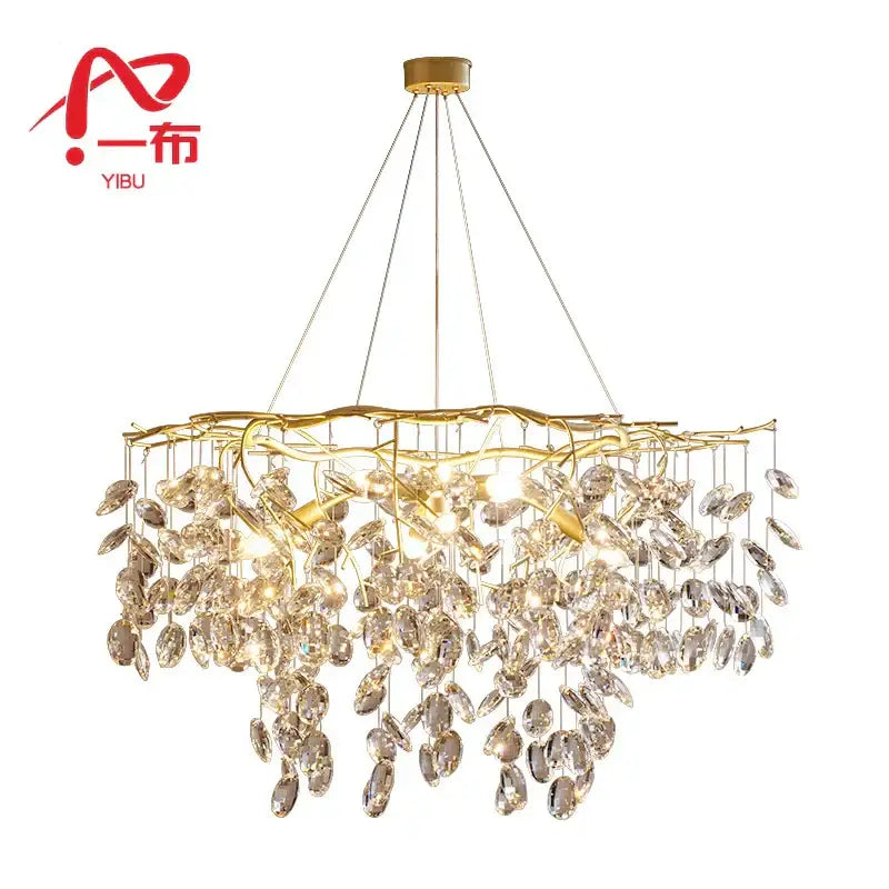 Modern gold crystal branch pendant chandelier dining room light