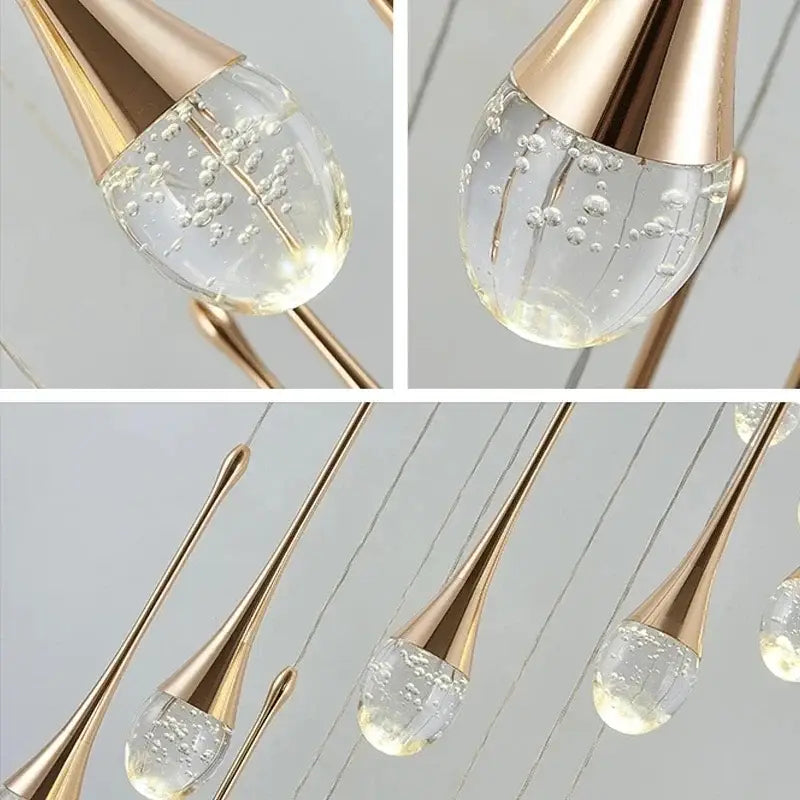 Modern gold crystal bubble chandelier living room teardrop pendant