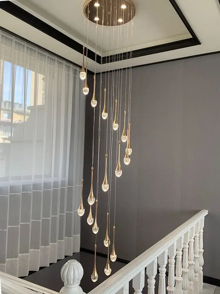 Modern gold crystal bubble chandelier living room teardrop pendant