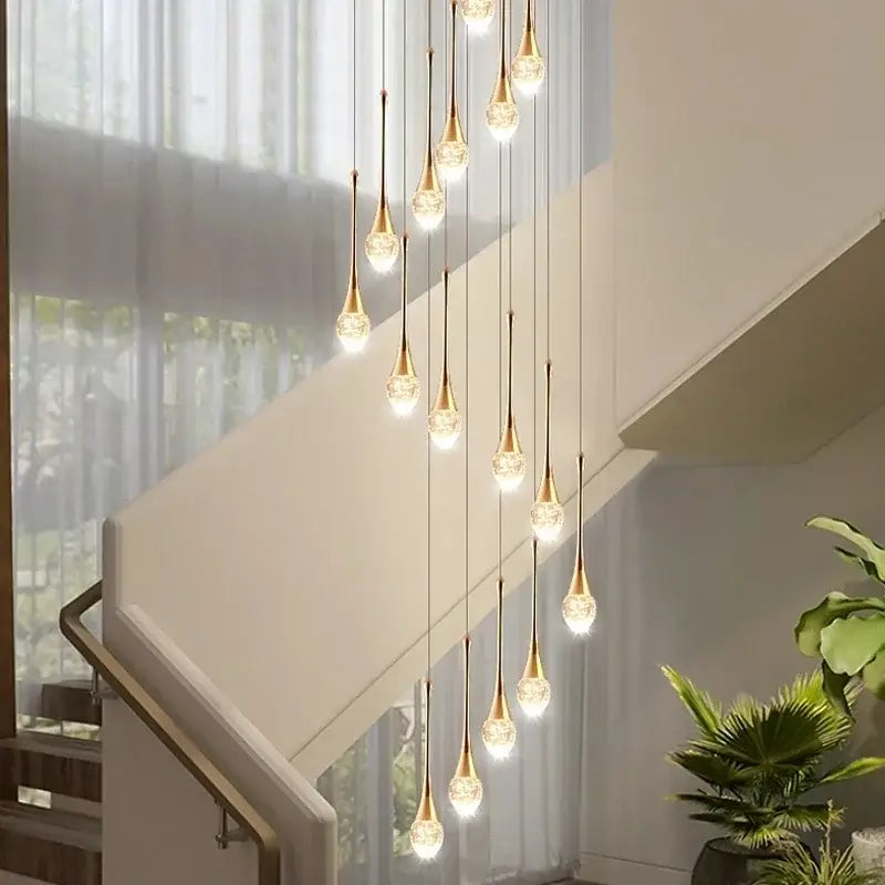 Modern gold crystal bubble chandelier living room teardrop pendant