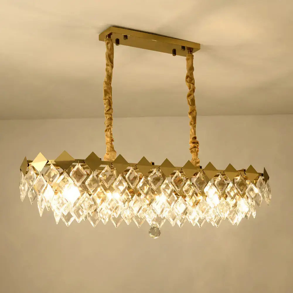 Modern gold crystal ceiling light fixture for dining room island