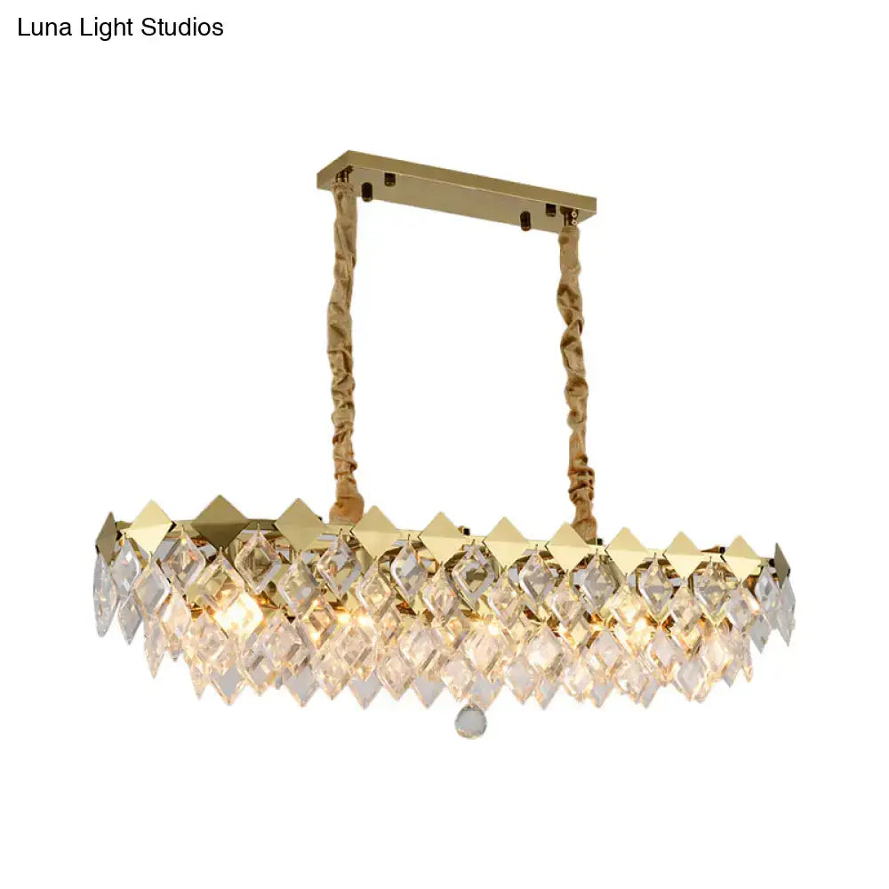 Modern gold crystal ceiling light fixture for dining room island