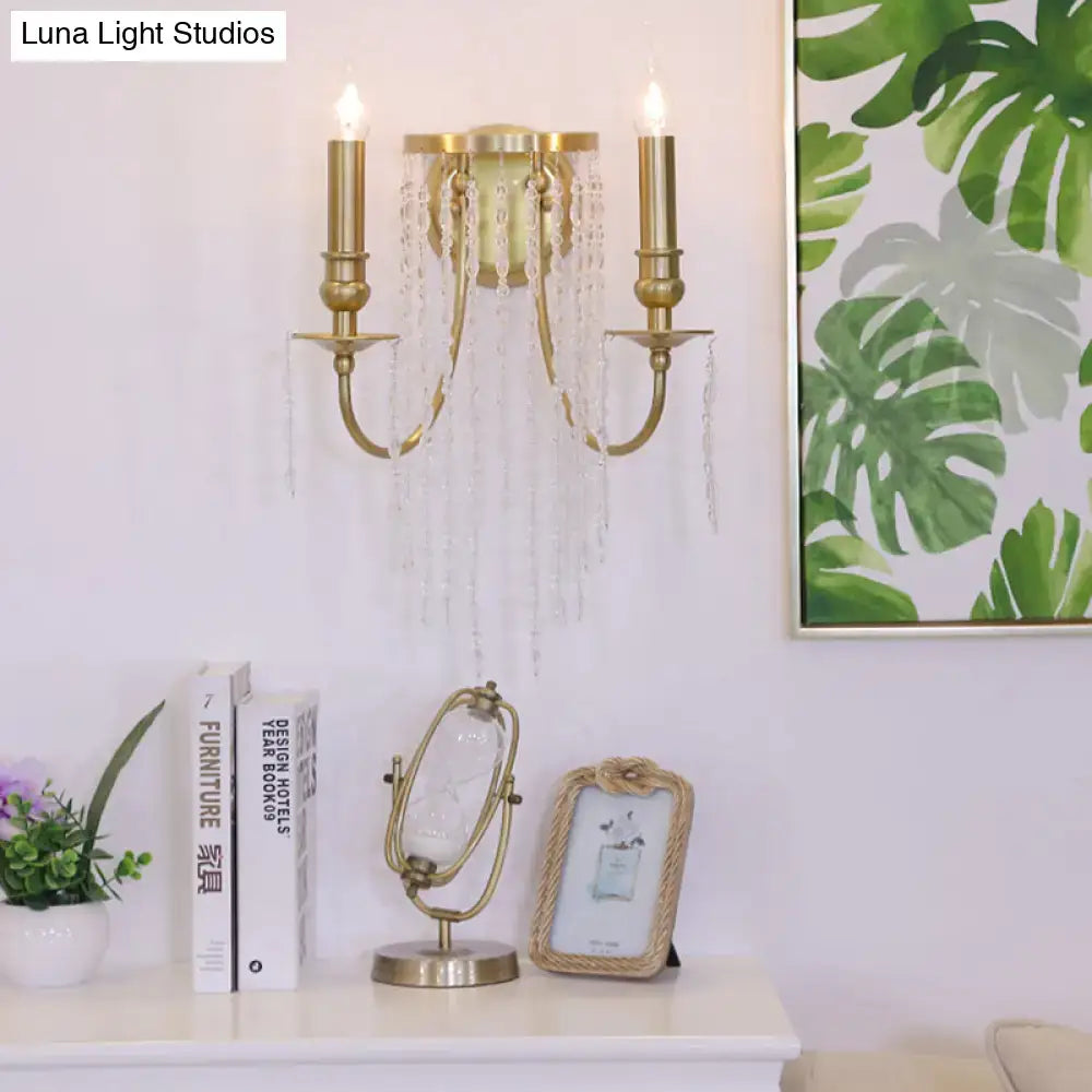 Modern gold crystal corridor wall lamp bedroom candle light